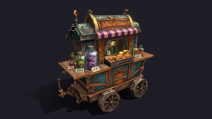 Food Cart - Handpaint Course Model 3D Model