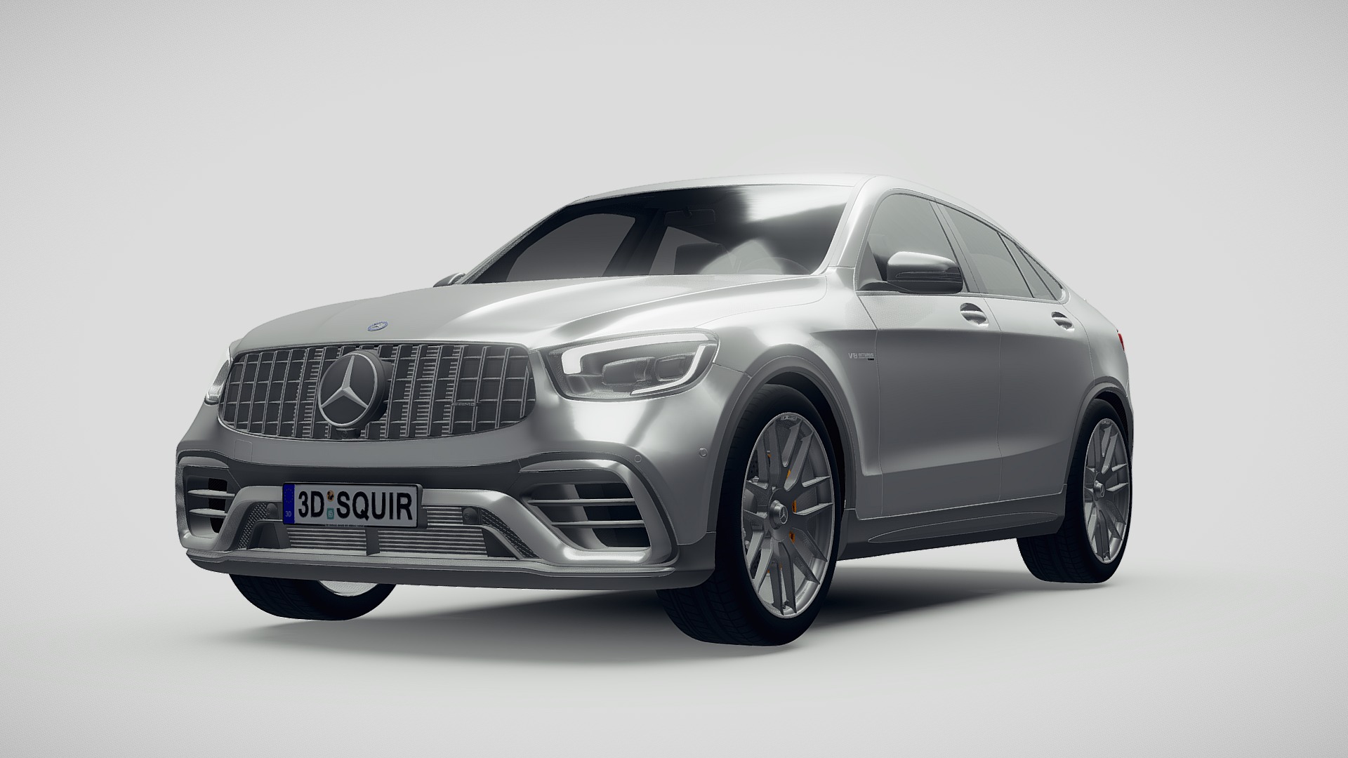 3D model Mercedes-Benz GLC63 S AMG Coupe 2020 - This is a 3D model of the Mercedes-Benz GLC63 S AMG Coupe 2020. The 3D model is about a silver car with a white background.