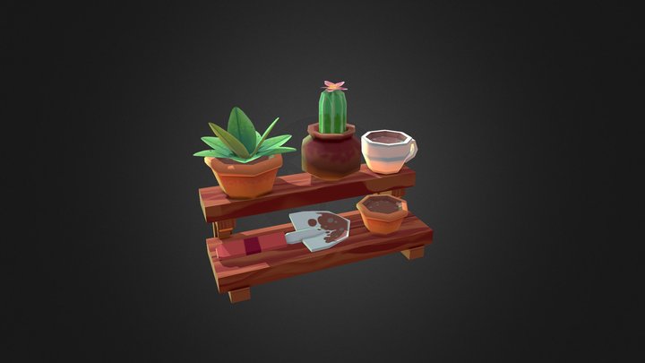 Stylized Garden Pots 3D Model
