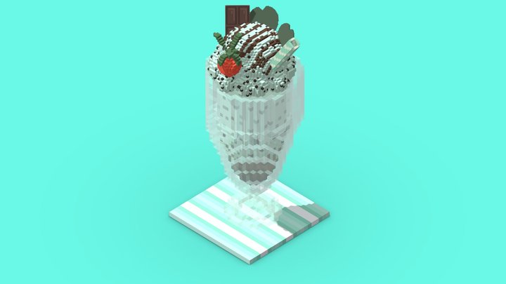 Voxel Mint Milkshake 3D Model