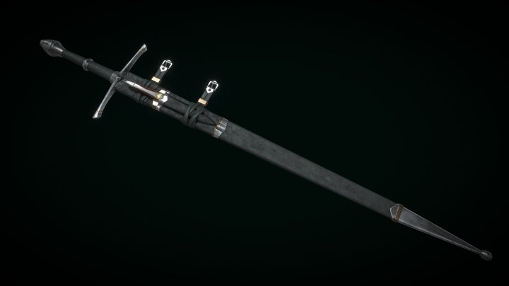Strider's Sword with Scabbard and Knife 3D Model