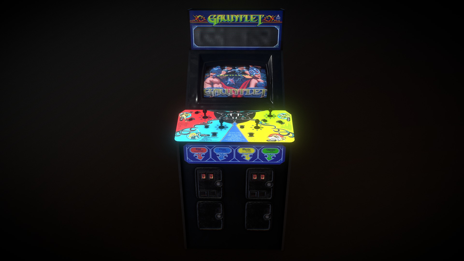 3D model Gauntlet Arcade Machine - This is a 3D model of the Gauntlet Arcade Machine. The 3D model is about graphical user interface, website.