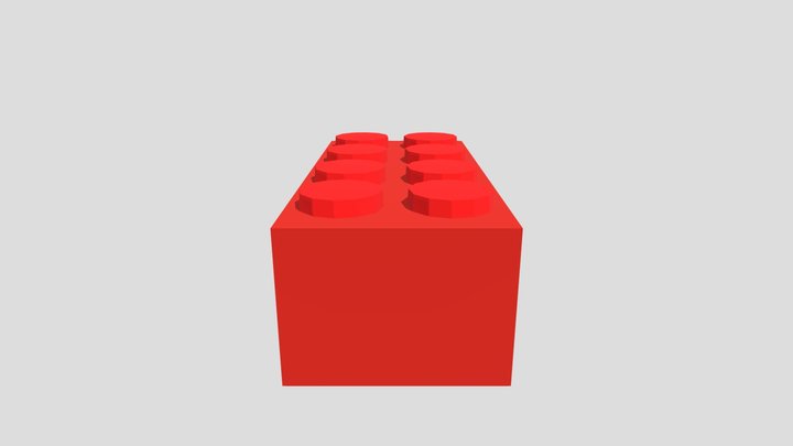 Red- Lego- Brick-Painted 3D Model