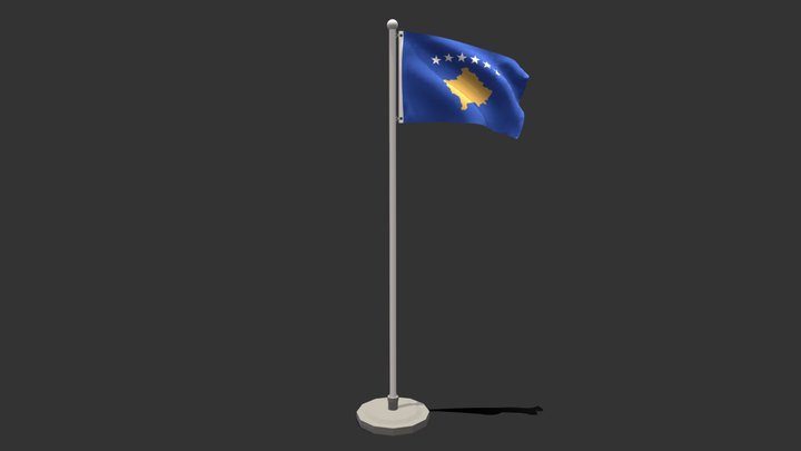 Seamless Animated Kosovo Flag 3D Model