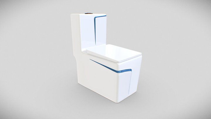 Siphon Flushing Commode Toilet 3D Model