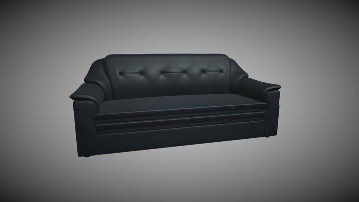 three seater black sofa 3D Model