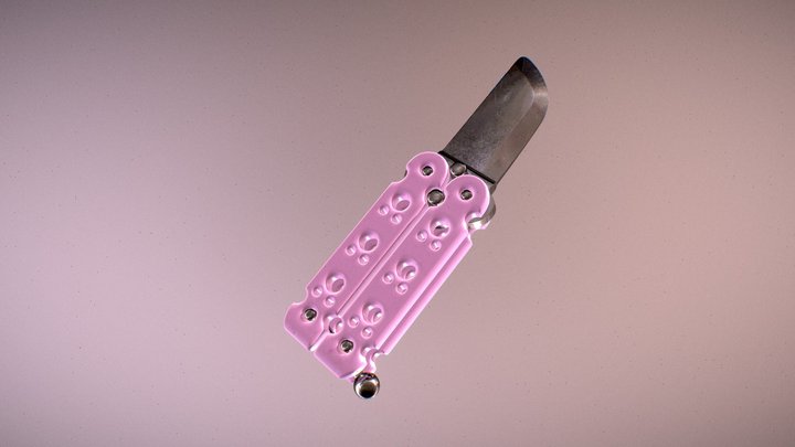 Stylized Butterfly Knife with Rig and Animation 3D Model