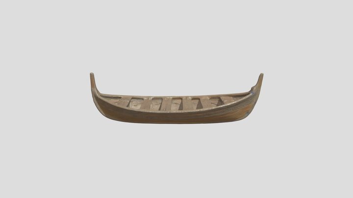 An old, little, wooden row boat 3D Model