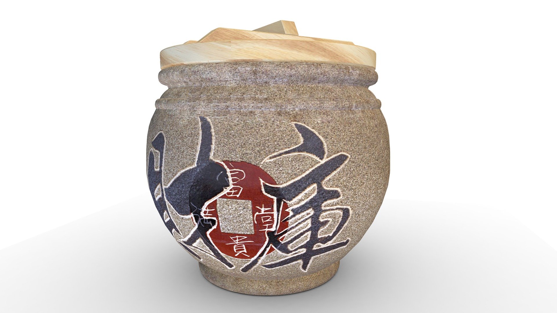 【3D模擬-頂級】20斤灰砂釉『財庫』米甕展示