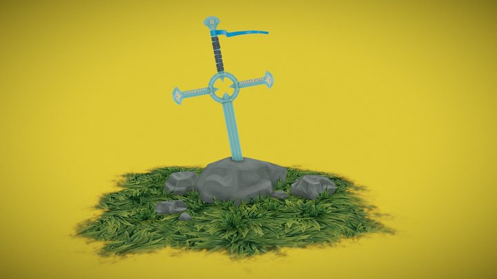 magic sword in the stone 3D Model