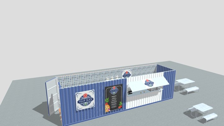 Shipping Container Pizza Shop 3D Model
