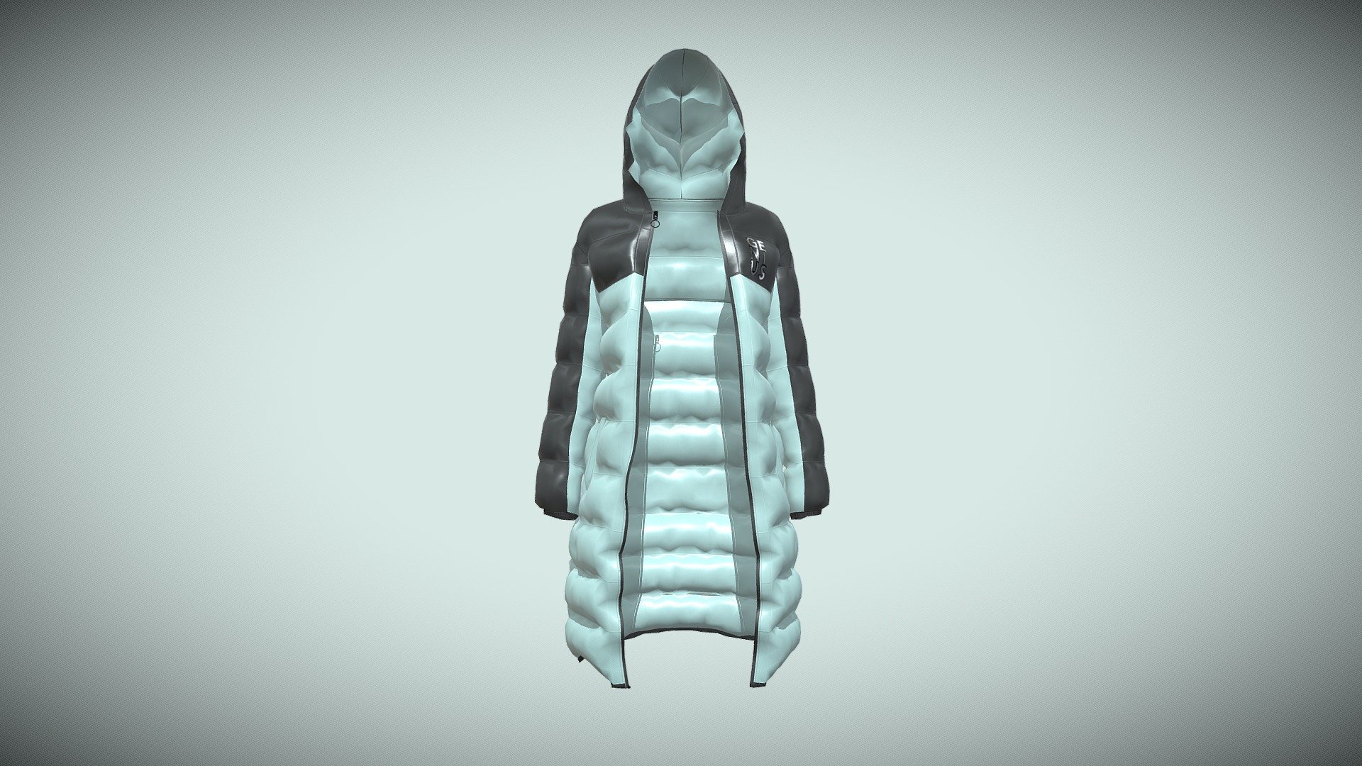 Girls Puffect Long Line Puffer Hoodie - Buy Royalty Free 3D