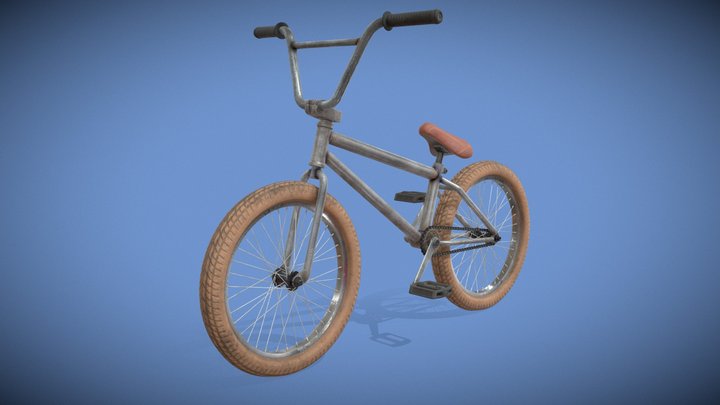 GRAY BMX BIKE with Brown Leather Seat (ANIMATED) 3D Model