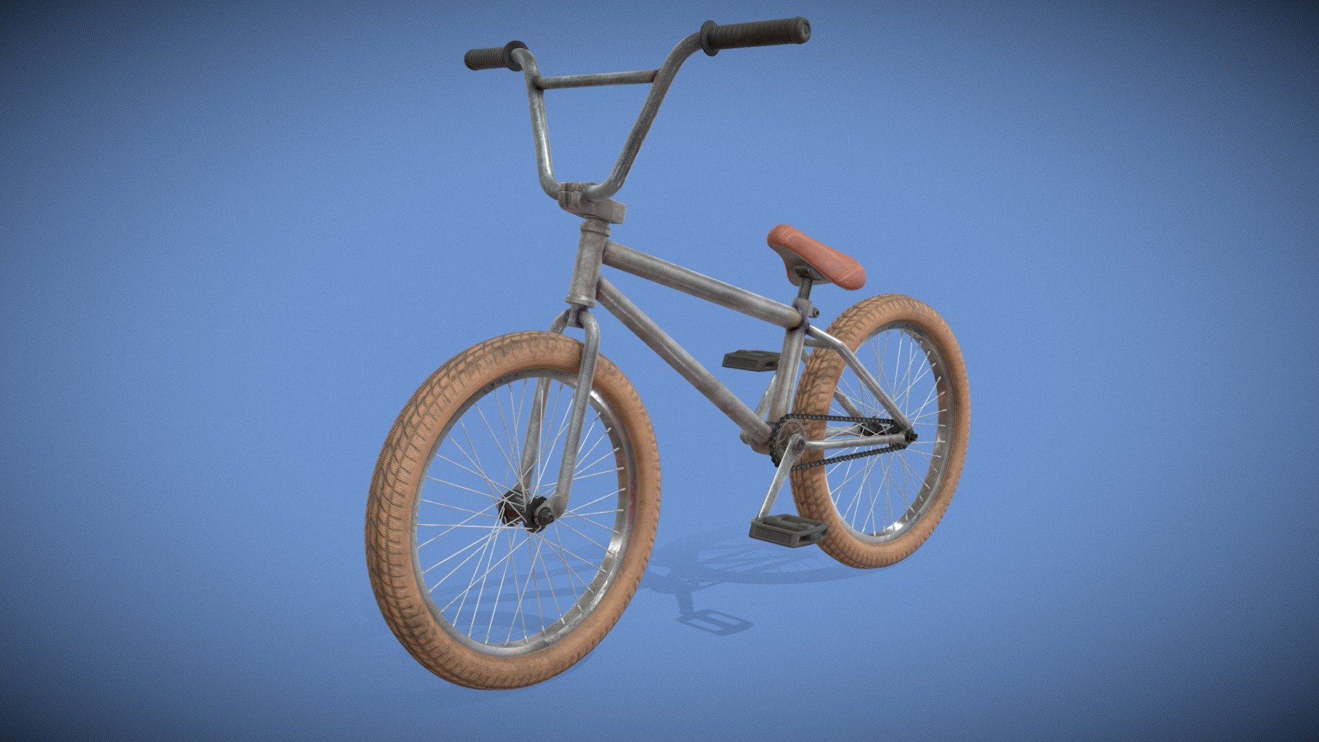GRAY BMX BIKE with Brown Leather Seat (ANIMATED)