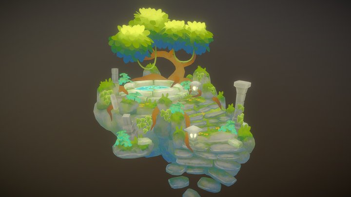 Stone Pond Diorama 3D Model