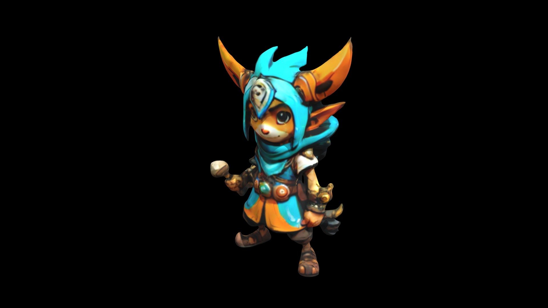 a cartoon character with horns and a blue hoo - Download Free 3D model ...