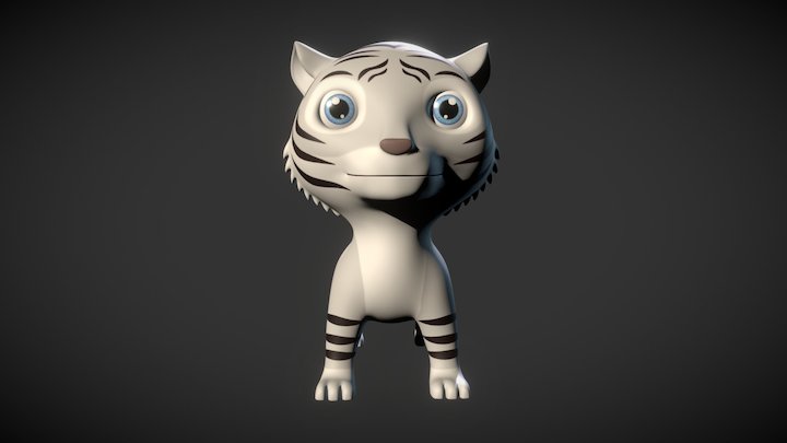 Cartoon White Tiger 3D Model