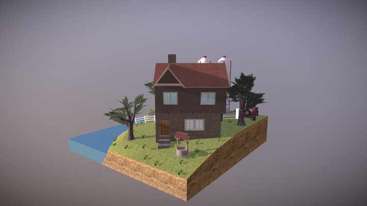 Zombie Scene Exam Low Poly 3D Model