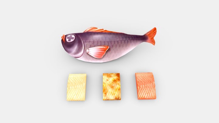 Cartoon fish - steak 3D Model