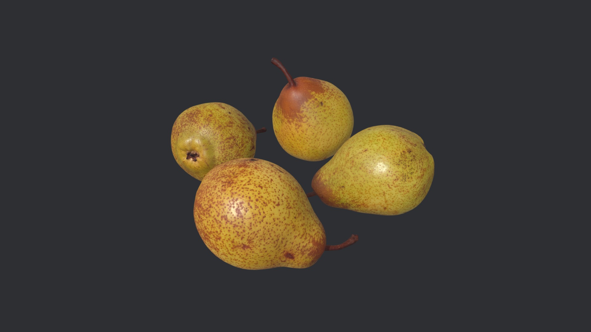 3D model Rocha Pears - This is a 3D model of the Rocha Pears. The 3D model is about a group of fruit.