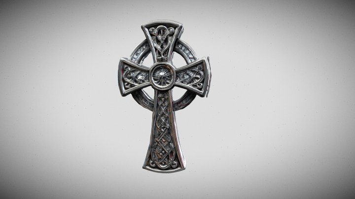 Celtic Cross 3D Metallic Silver