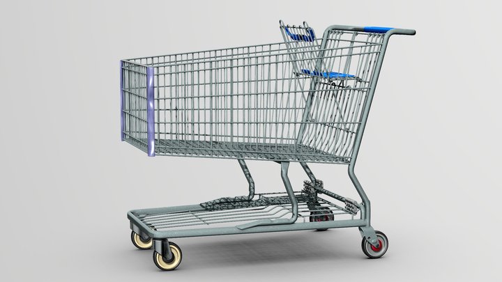 Shopping Cart Gray American Edition 2022 3d PBR 3D Model