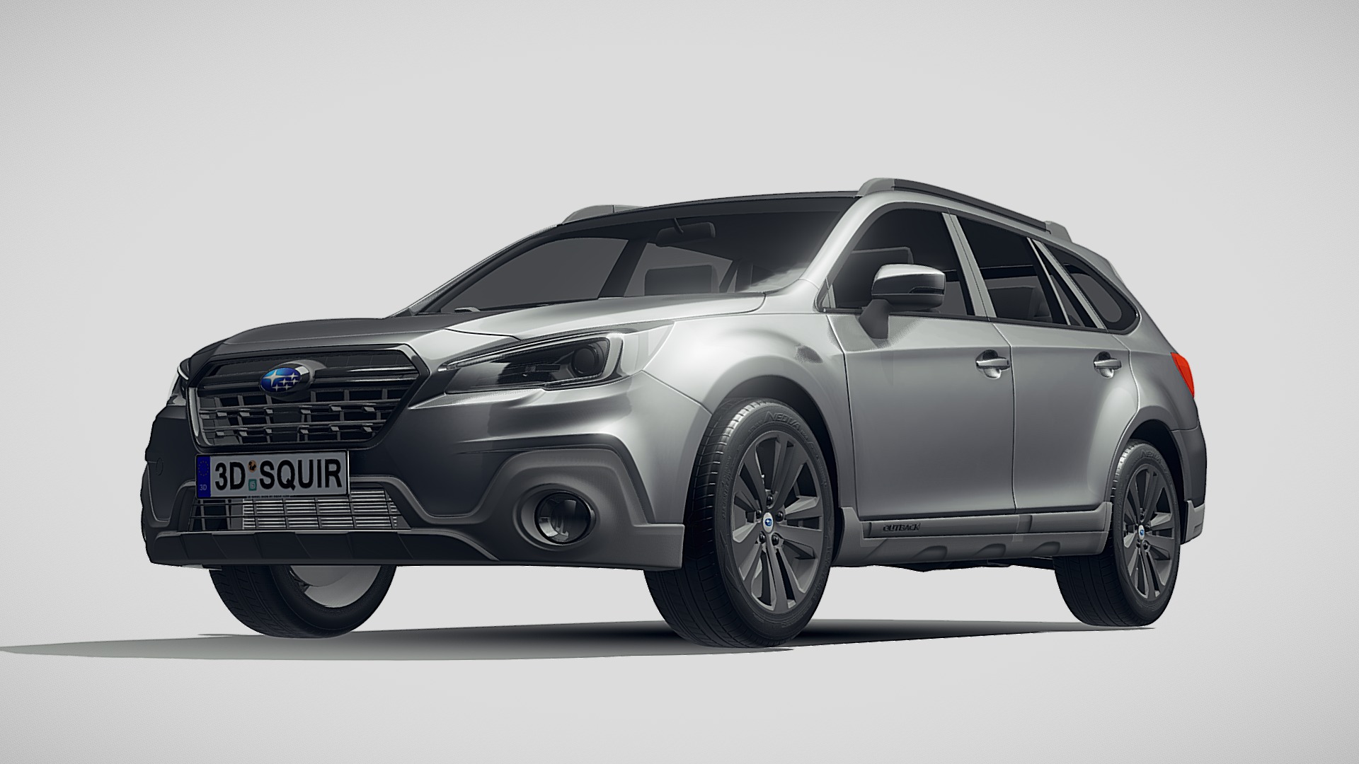 3D model Subaru Outback EU 2019 - This is a 3D model of the Subaru Outback EU 2019. The 3D model is about a silver car with a black background with Holden Arboretum in the background.