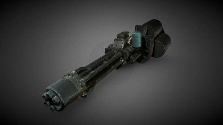 Gatling gun miniature 3D Model
