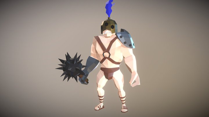 Lowpoly Barbarian Gladiator 3D Model