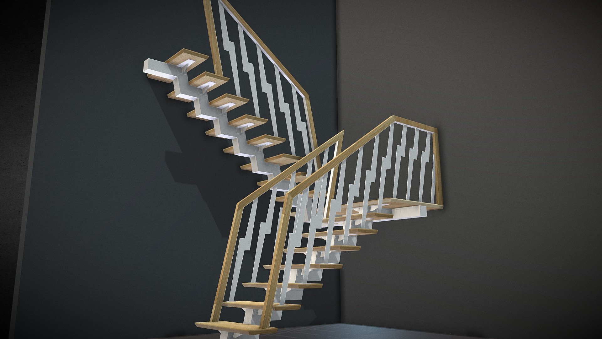 Center beam and flashlight balustrade...