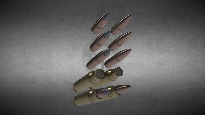 5.56x45mm Intermediate Cartridge 3D Model