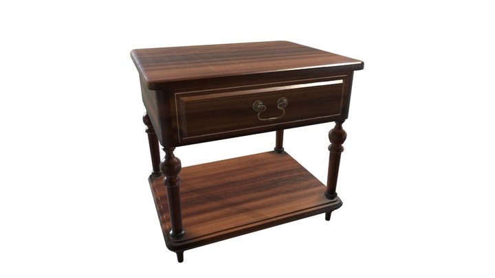Bedside Wood Table Vintage furniture 3D Model
