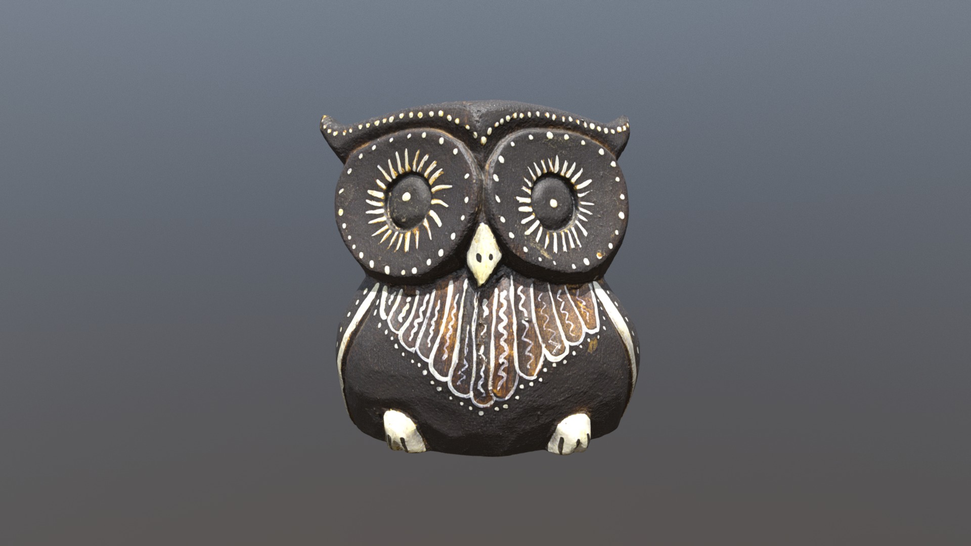 3D model owl (high-poly) - This is a 3D model of the owl (high-poly). The 3D model is about a skull with a gold chain.