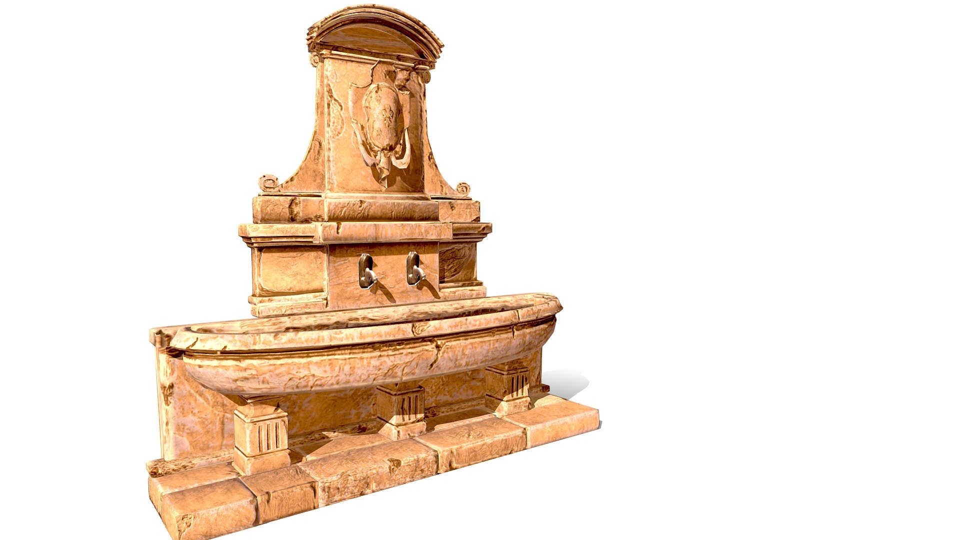 Low Poly Fountain 19th Cartoon. Download Free.