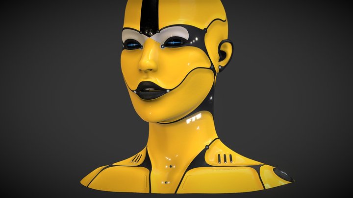 Female android head 3D Model