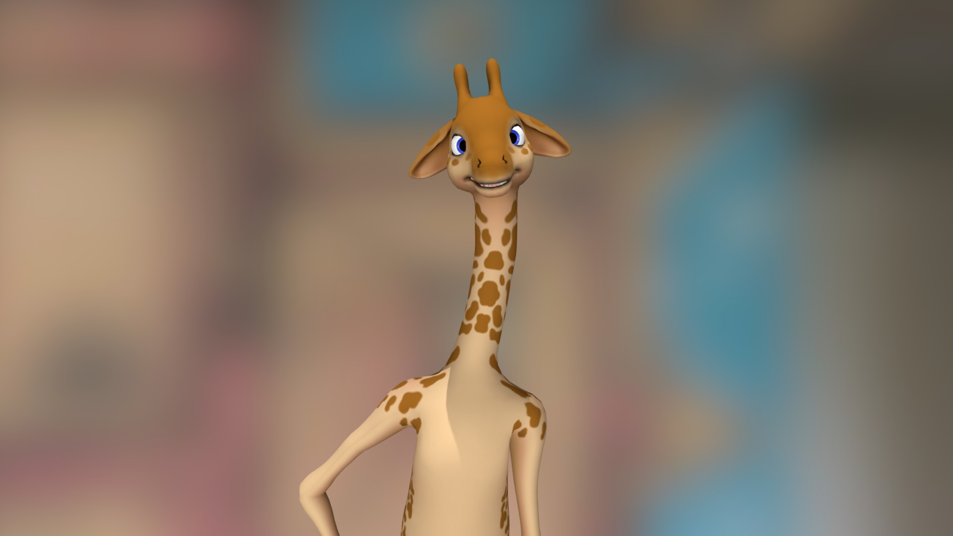 3D model Necky the giraffe - This is a 3D model of the Necky the giraffe. The 3D model is about a toy giraffe with a human face.