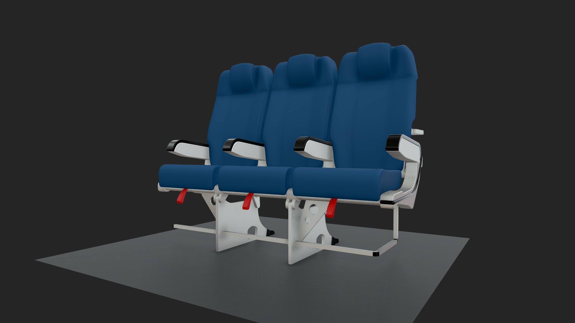 3D model Chairs A320 - This is a 3D model of the Chairs A320. The 3D model is about a group of blue chairs.