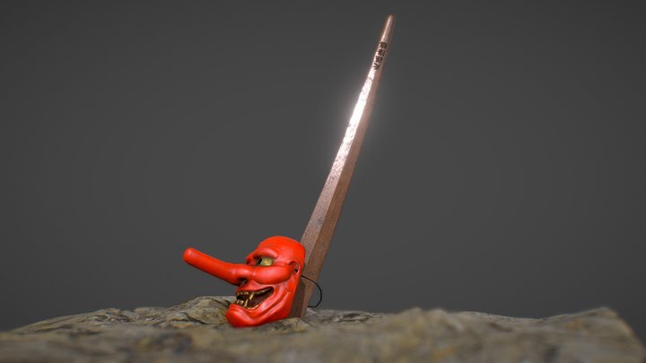 Mask&wooden Sword 3D Model