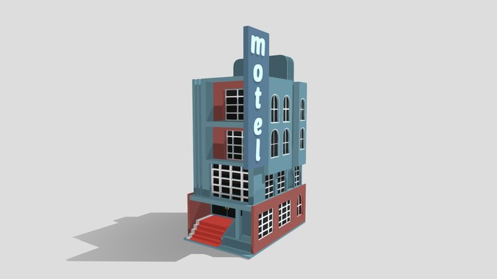 Low Poly Motel 3D Model