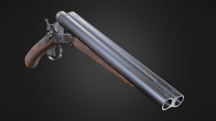 DoubleBarrel Shotgun Ornamented 3D Model