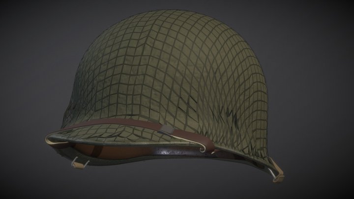 M1 Steel Helmet w/Net 3D Model