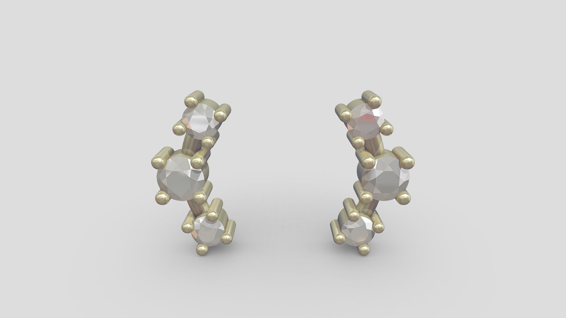 3 Diamonds Studs