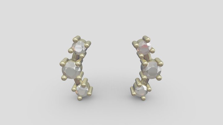 3 Diamonds Studs 3D Model