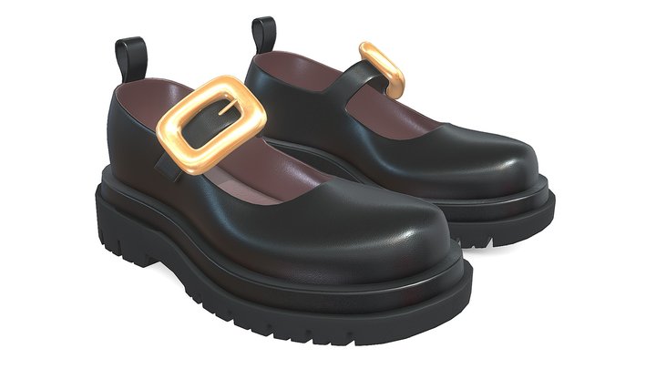 Bottega Veneta Lug Mary Jane Shoes  low poly 3D Model