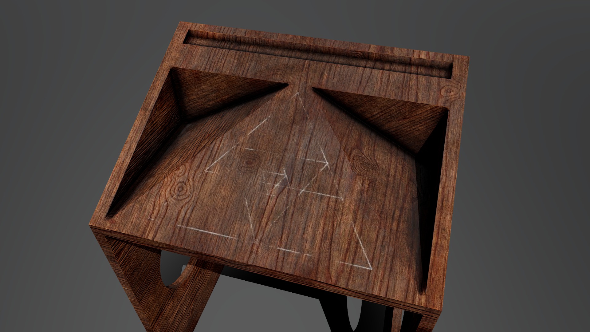 3D model Wooden Desk - This is a 3D model of the Wooden Desk. The 3D model is about a wooden box with a hole in it.