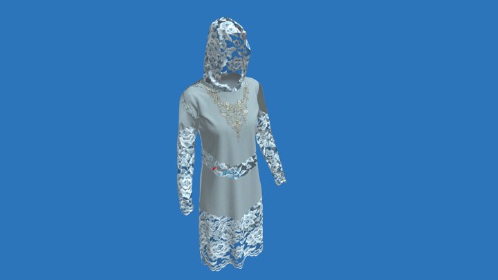 Lace Capuchon Dress 3D Model
