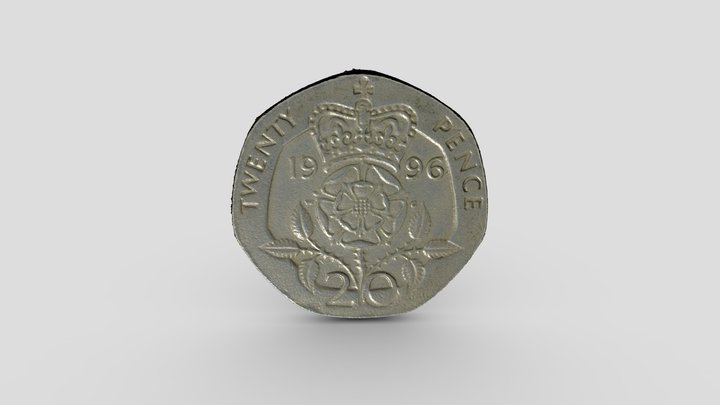 20 Pence Coin (UK - 1996) 3D Model
