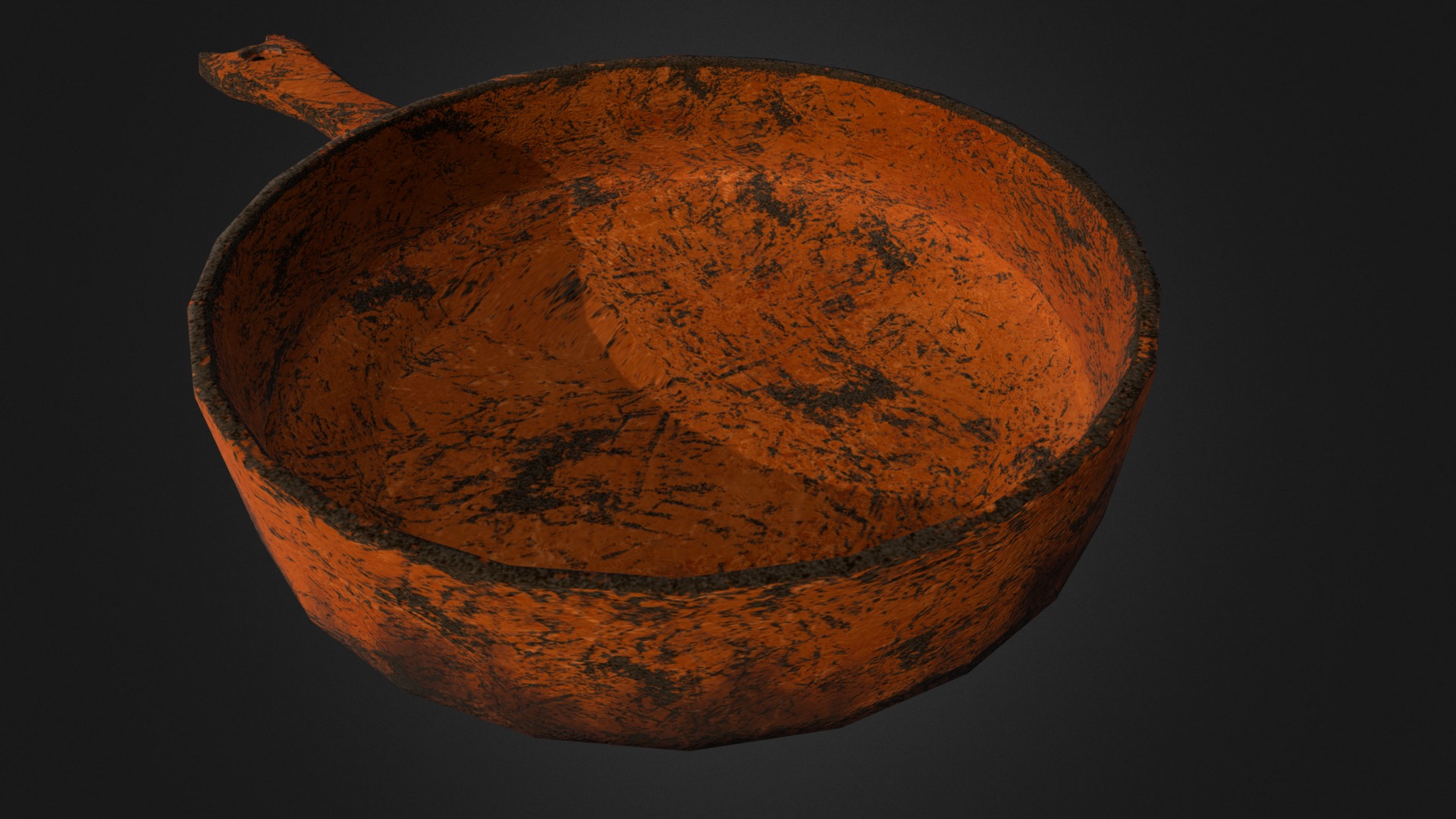 3D model Old Mexican Clay Pottery Pan Pot - This is a 3D model of the Old Mexican Clay Pottery Pan Pot. The 3D model is about a round orange fruit.