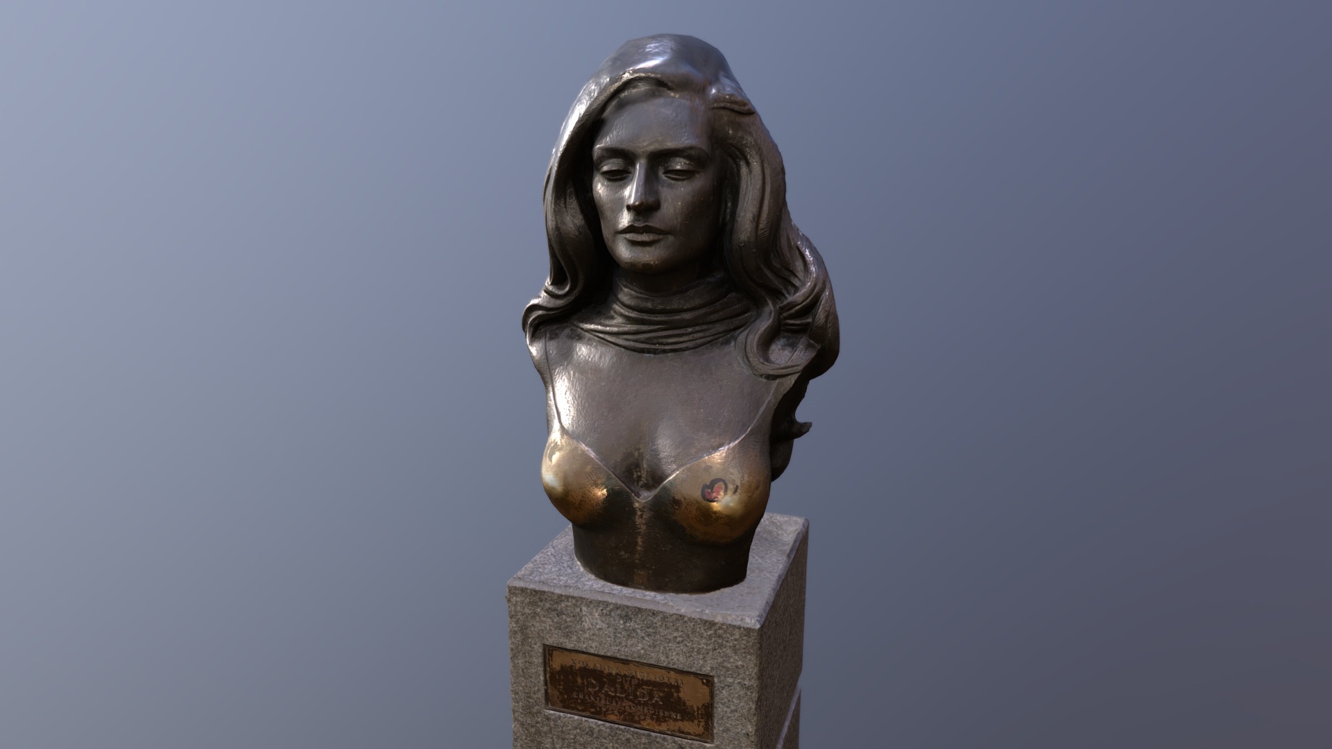 3D model Buste de Dalida – Montmarte, Paris - This is a 3D model of the Buste de Dalida - Montmarte, Paris. The 3D model is about a statue of a person.