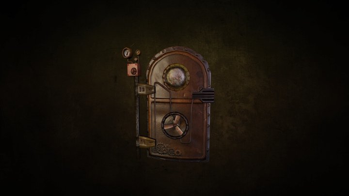 Lowpoly Steampunk Door 3D Model